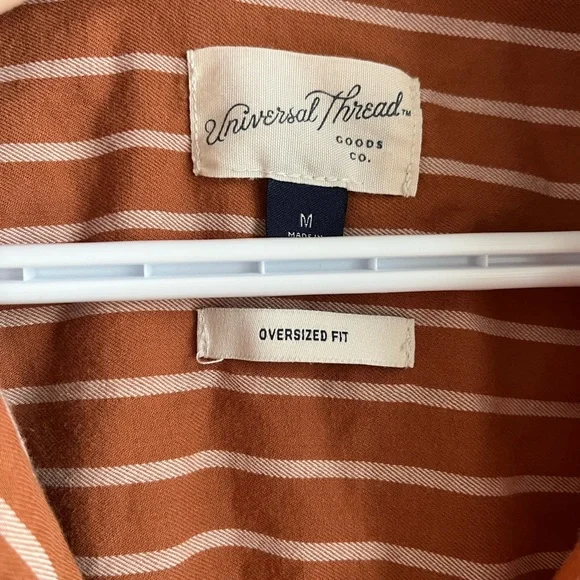 Universal Thread Orange Striped Button down - Picture 4 of 7